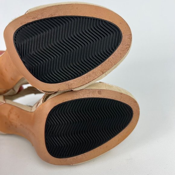 Diane von Furstenberg Jodi Beige Suede Strappy Platform Sandal Heels size 8 - Picture 13 of 16